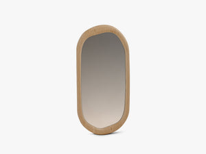 Oval Wall Mirror – Modern Decorative Mirror with Natural Oak Frame