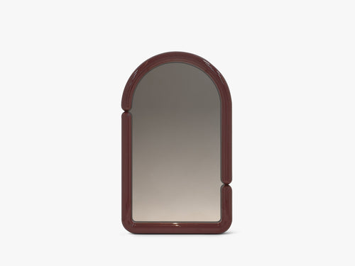 Modern Round Wall Mirror – Decorative Glossy Red Frame Mirror