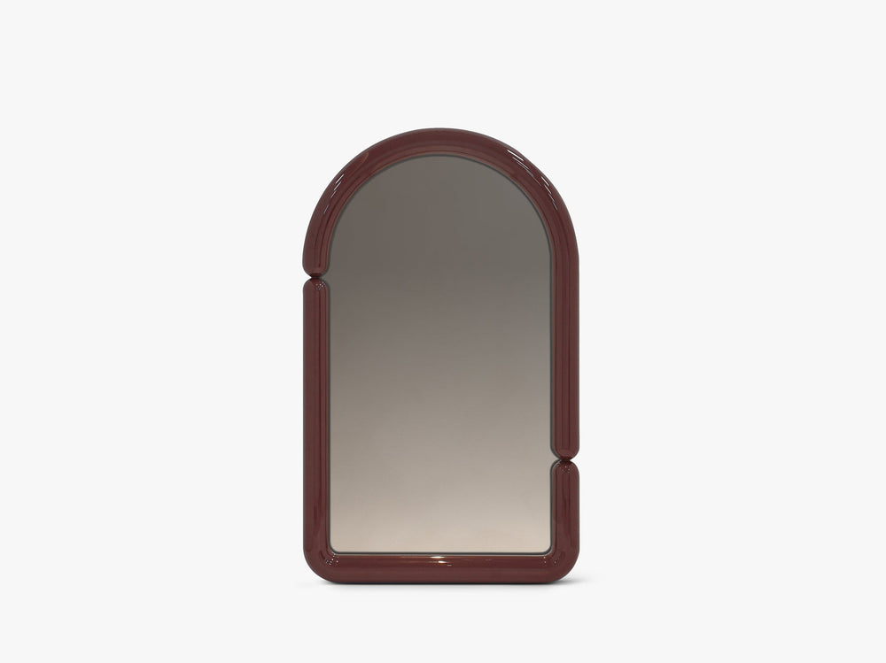 Modern Round Wall Mirror – Decorative Glossy Red Frame Mirror