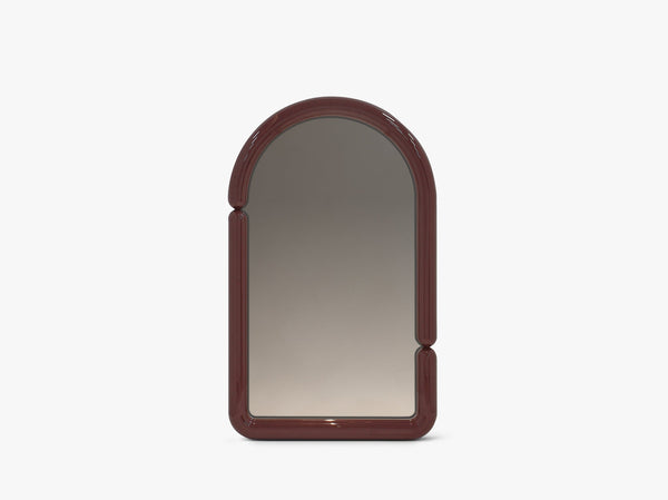 Modern Round Wall Mirror – Decorative Glossy Red Frame Mirror