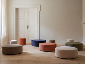 Large Round Pouf – Modern Upholstered Footrest, Coffee Table & Seating