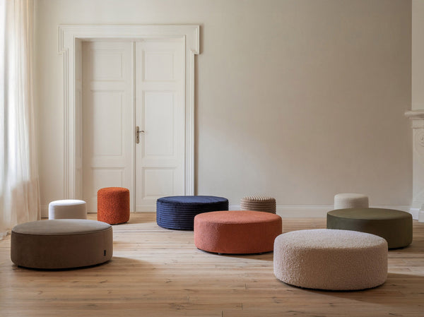 Large Round Pouf – Modern Upholstered Footrest, Coffee Table & Seating