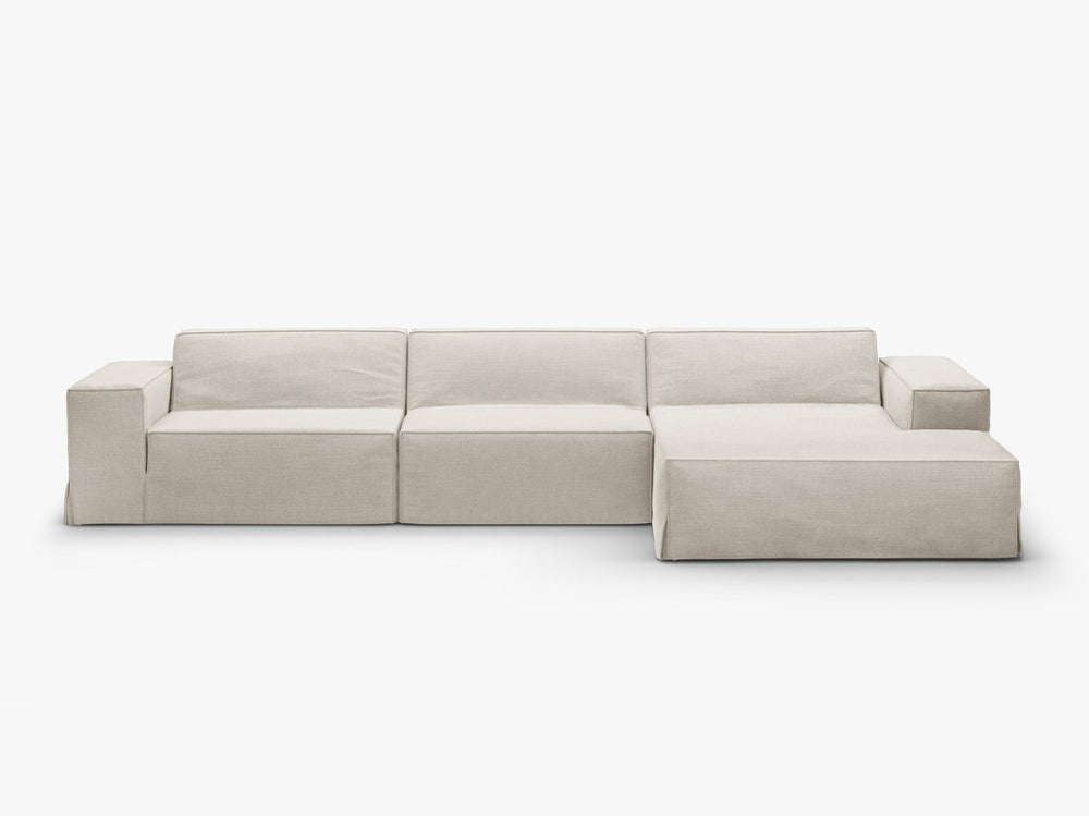 Corner Sofa with Removable Covers – Medium-Firm Comfort & Linen-Style Fabric W284