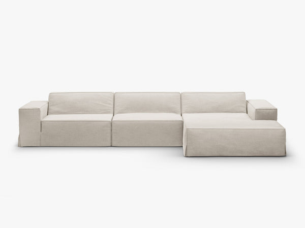 Corner Sofa with Removable Covers – Medium-Firm Comfort & Linen-Style Fabric W284