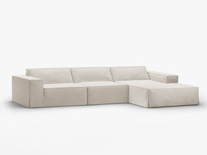 Corner Sofa with Removable Covers – Medium-Firm Comfort & Linen-Style Fabric W284