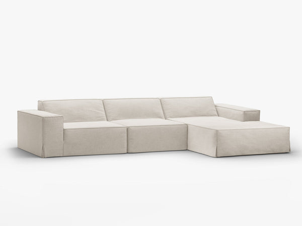 Corner Sofa with Removable Covers – Medium-Firm Comfort & Linen-Style Fabric W284