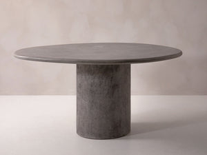 Oval Dining Table with Cement Finish for Indoor & Outdoor Use