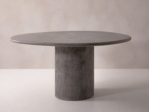 Oval Dining Table with Cement Finish for Indoor & Outdoor Use