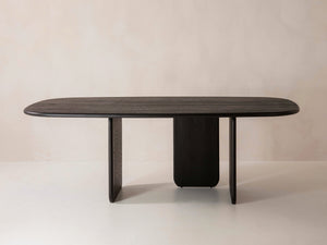 Modern Wooden Dining Table – Black Finish Pine & Elm Veneer Table