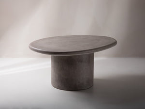 Oval Coffee Table with Cement Finish for Indoor & Outdoor Use