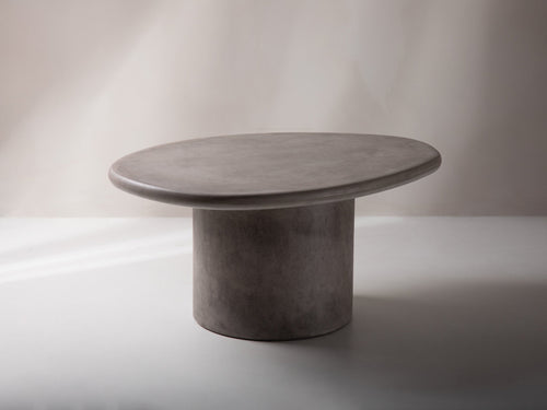 Oval Coffee Table with Cement Finish for Indoor & Outdoor Use
