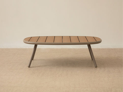 Outdoor Coffee Table – Modern Wood-Effect Garden Table Aluminium Frame