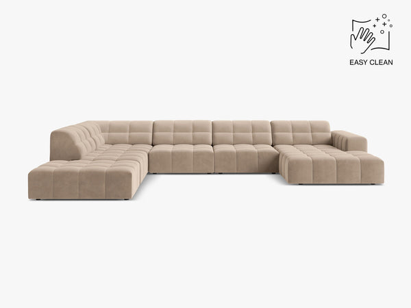 Panoramic Sofa with Deep Seating & Tufted Modern Design W375