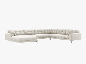 Modern Panoramic Corner Sofa – 7 Seater Quilted Design with Metal Legs W327