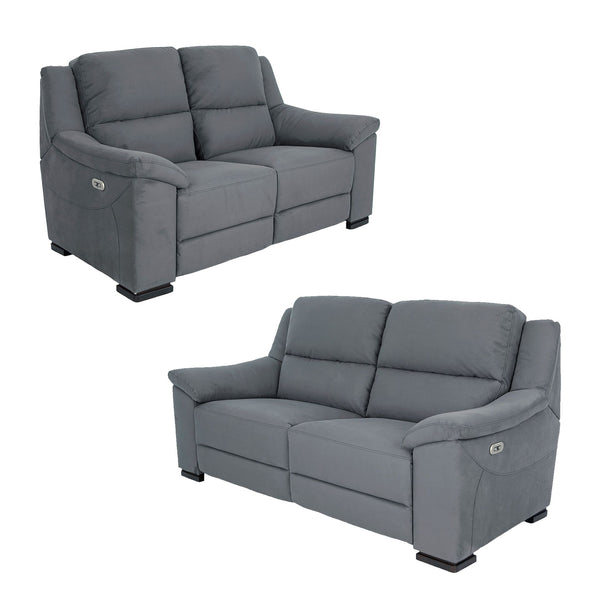 Relaxing 2 and 3 seater sofa set in dark grey fabric