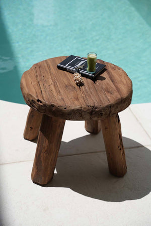 Rustic Solid Wood Side Table – Natural Finish D50