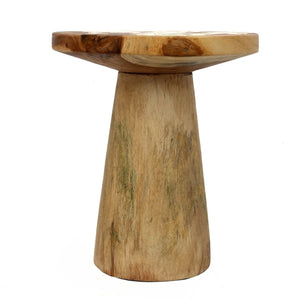 Solid Suar Wood Conic Side Table – Natural  D50