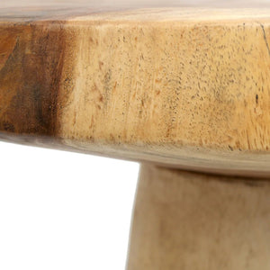 Solid Suar Wood Conic Side Table – Natural  D50
