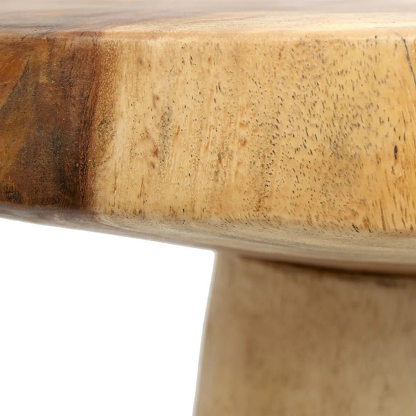Solid Suar Wood Conic Side Table – Natural  D50