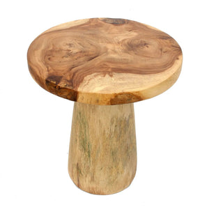 Solid Suar Wood Conic Side Table – Natural  D50