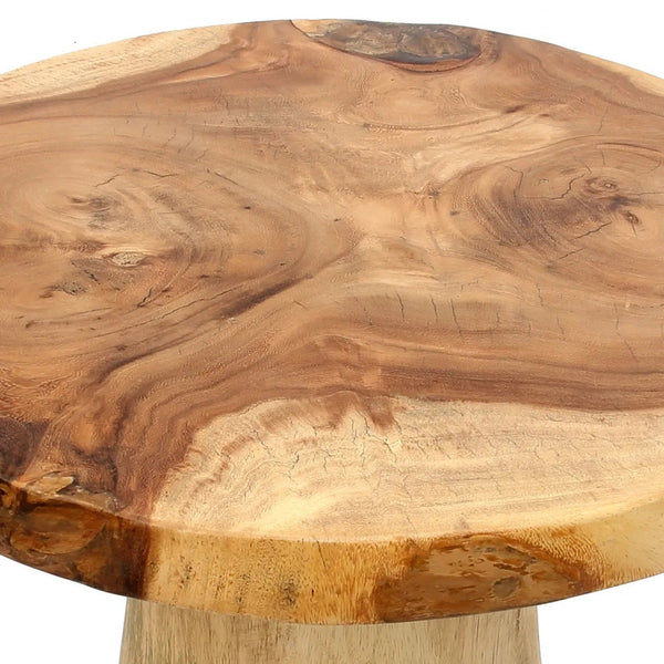 Solid Suar Wood Conic Side Table – Natural  D50