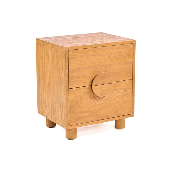 Solid Teak Wood Nightstand – Natural – 2 Drawers