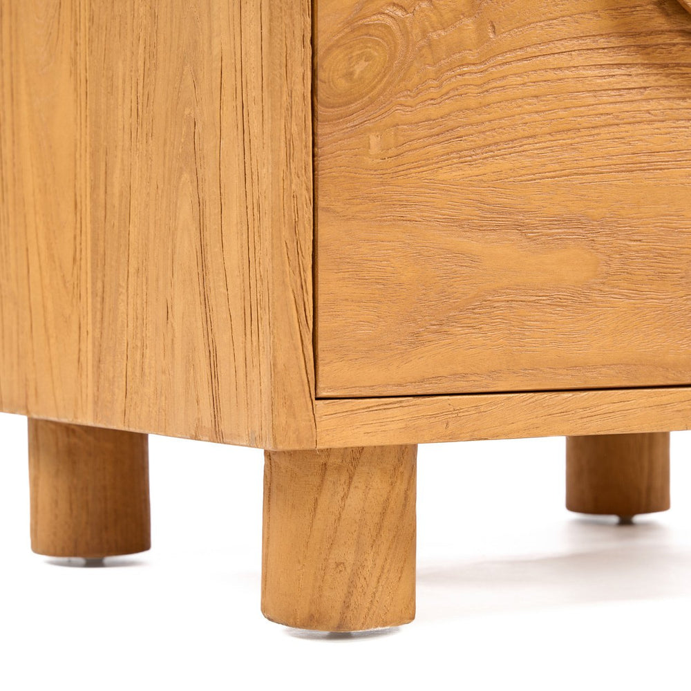 Solid Teak Wood Nightstand – Natural – 2 Drawers