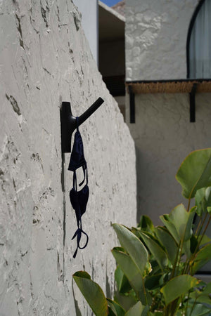 Solid Teak Wood Wall Hook – Black Finish