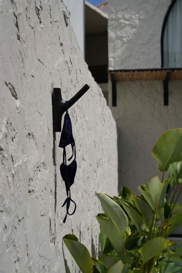 Solid Teak Wood Wall Hook – Black Finish