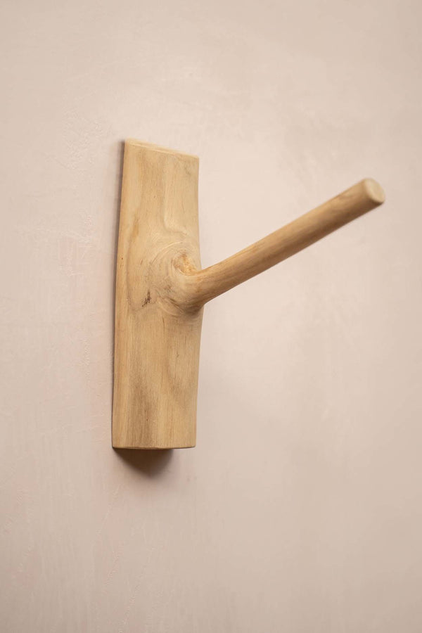 Solid Teak Wood Wall Hook – Natural Finish