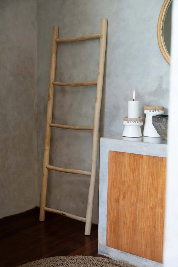 Solid Teak Wood Ladder – Natural – 165 cm