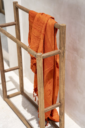 Rustic Teak Wood Towel Hanger