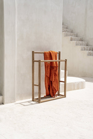 Rustic Teak Wood Towel Hanger