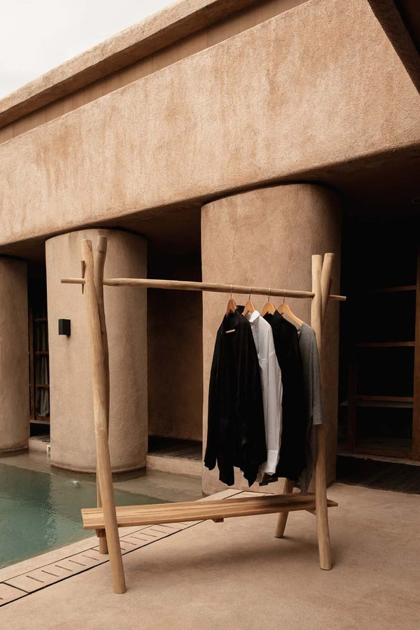 Solid Teak Wood Clothes Rack – Natural Finish