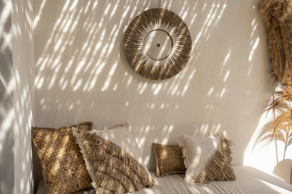 Raffia Macramé Wall Deco – White Natural D60