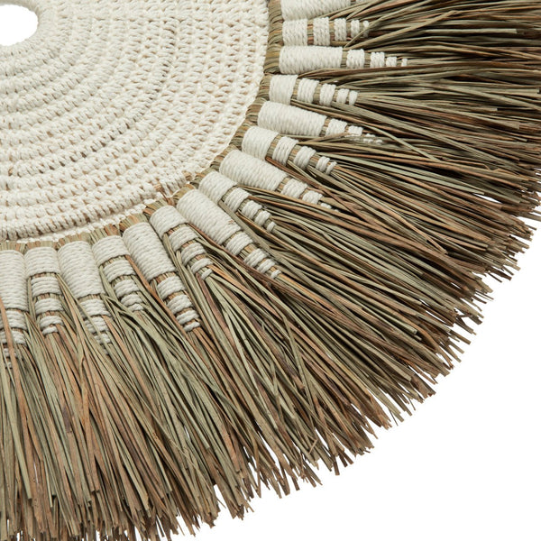 Raffia Macramé Wall Deco – White Natural D60