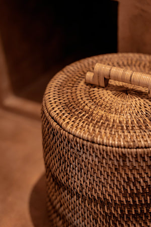 Rattan Bin Low Natural Brown