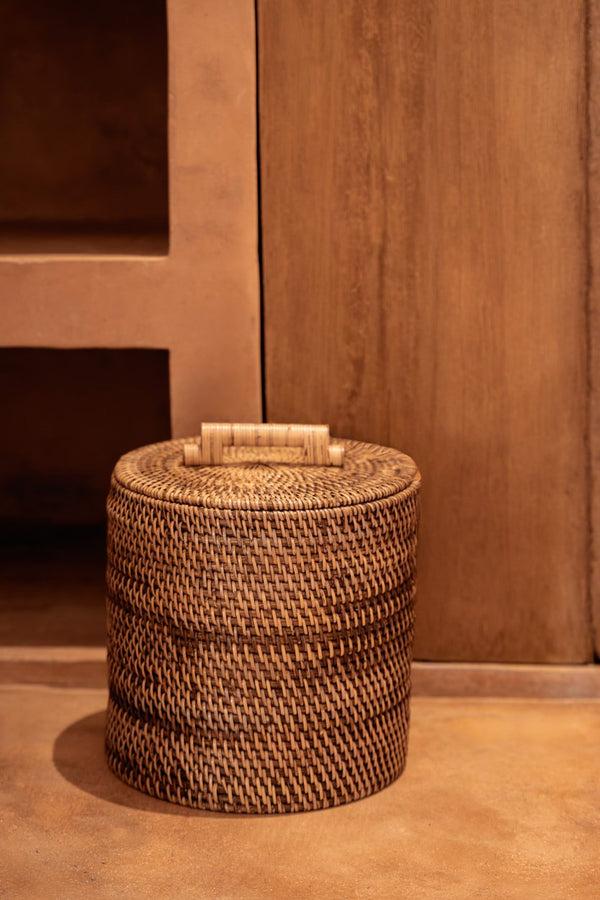 Rattan Bin Low Natural Brown