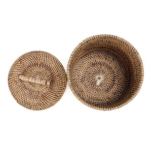 Rattan Bin Low Natural Brown