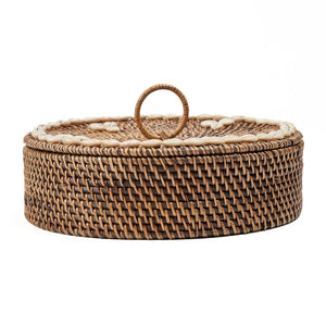 Rattan Compartment Basket Natural Brown