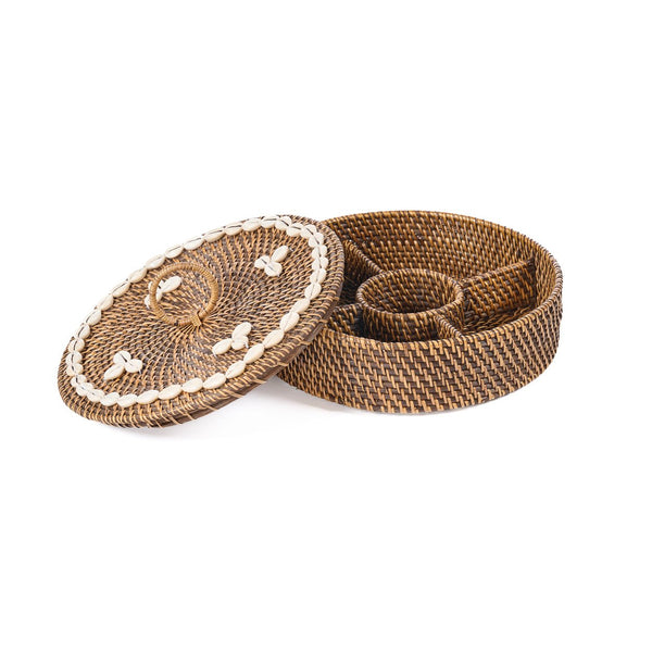 Rattan Compartment Basket Natural Brown