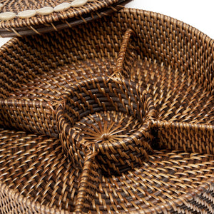 Rattan Compartment Basket Natural Brown