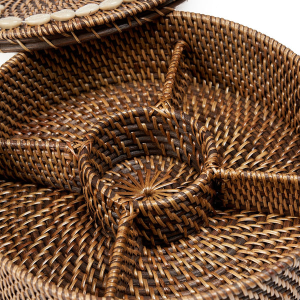 Rattan Compartment Basket Natural Brown
