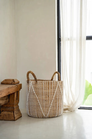 Straight Stitched Macrame Basket L