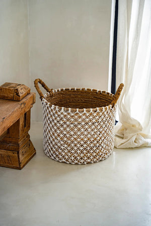 Crossed Stitched Macrame Basket L