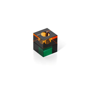 The Gem Blocks Candle Holder - Green Amber H5.5