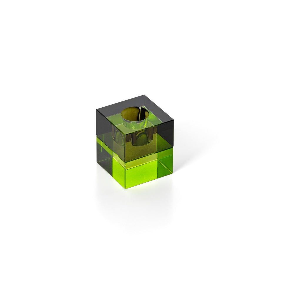 The Gem Blocks Candle Holder - Green Smoke H5.5