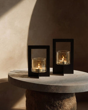 The Hurricane Framed Candle Holder - Black - Medium H18