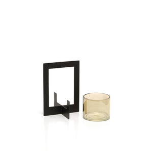 The Hurricane Framed Candle Holder - Black - Medium H18