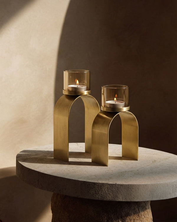 The Bow Glow T-light Holder - Gold - Set/2 H29